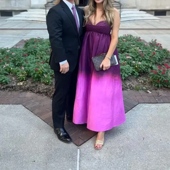 Acler Redin Ombré Maxi Pink Structured Lace Up Back Dress size US 8 $550 MSRP - Picture 2 of 13